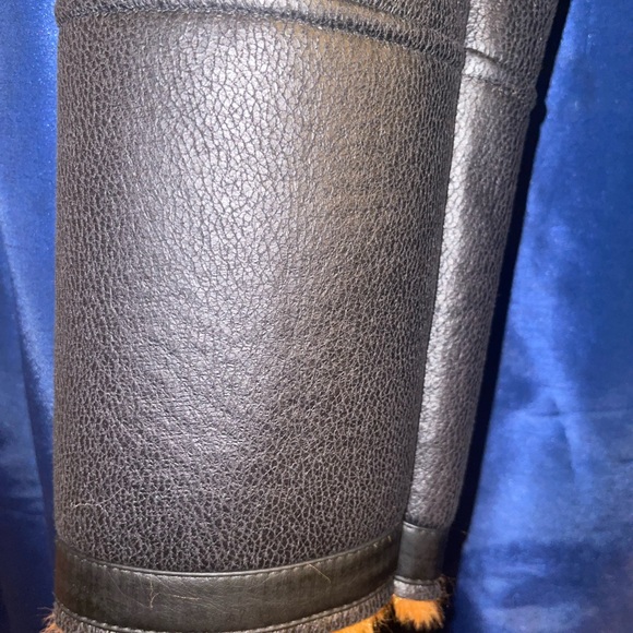 BoohoMan Leather Jacket W/ Fur - Picture 6 of 12